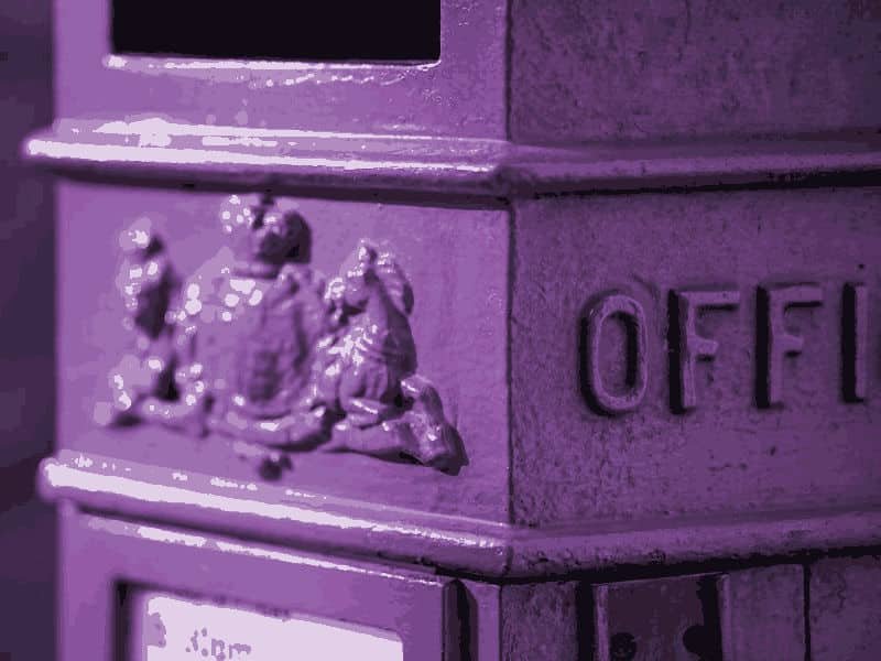 UK post box used for sending mail to company registered office address.